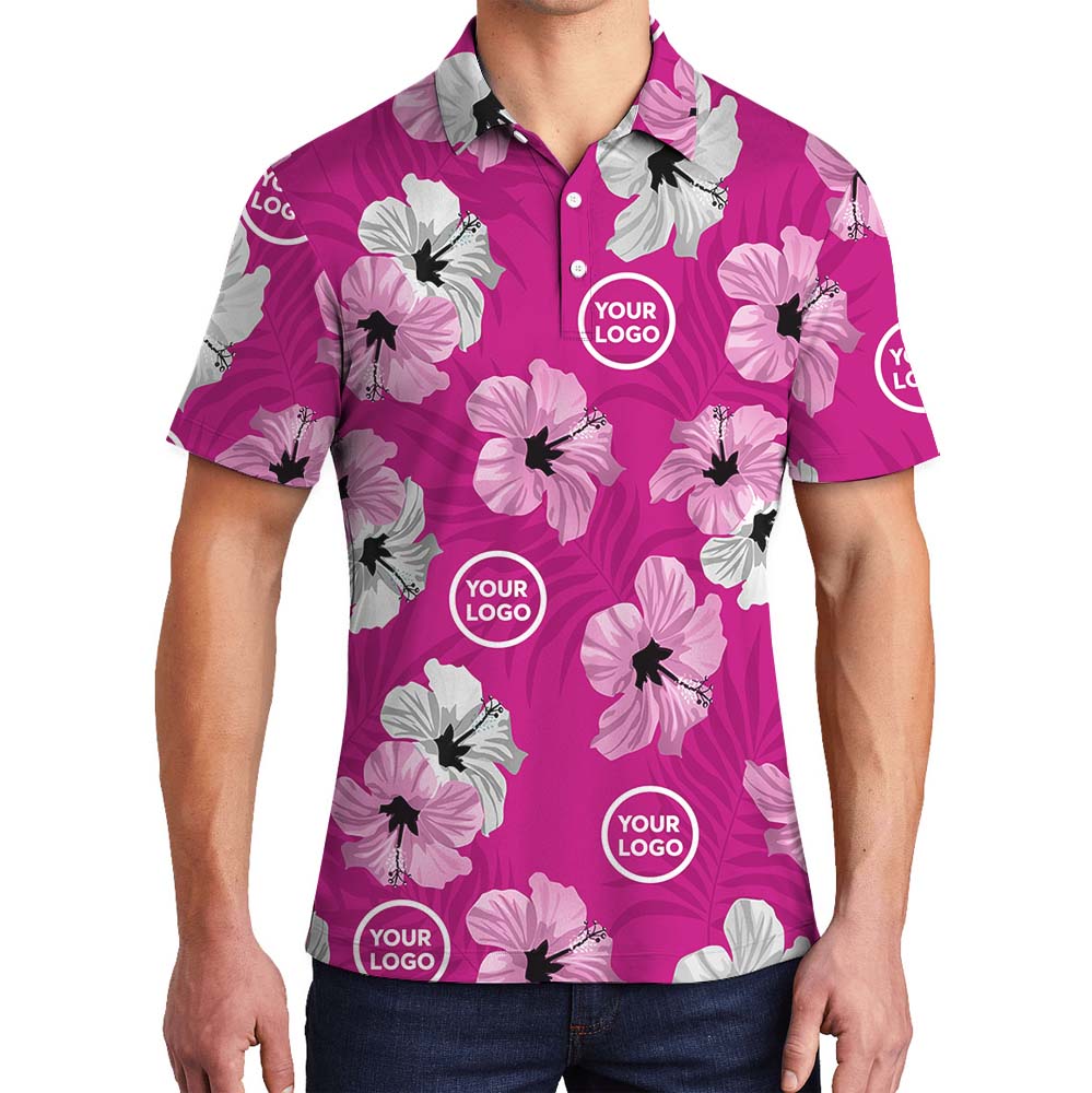 Vivid Pink Polo Shirt With Custom Logo - variant image 1