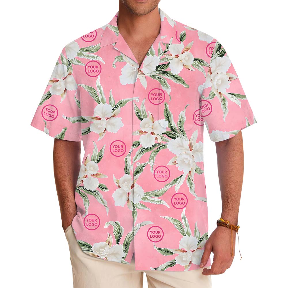 Vintage Pink Hawaiian Shirt With Your Own Logos - variant image 1