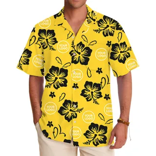 Custom Logo Or Face Button Up Shirt In Yellow