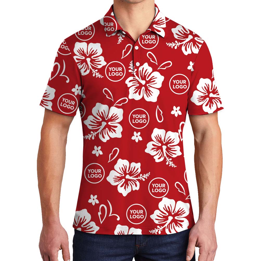 Red Aloha Polo Shirt With Your Own Logo - variant image 1