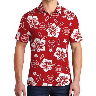 Red Aloha Polo Shirt With Your Own Logo