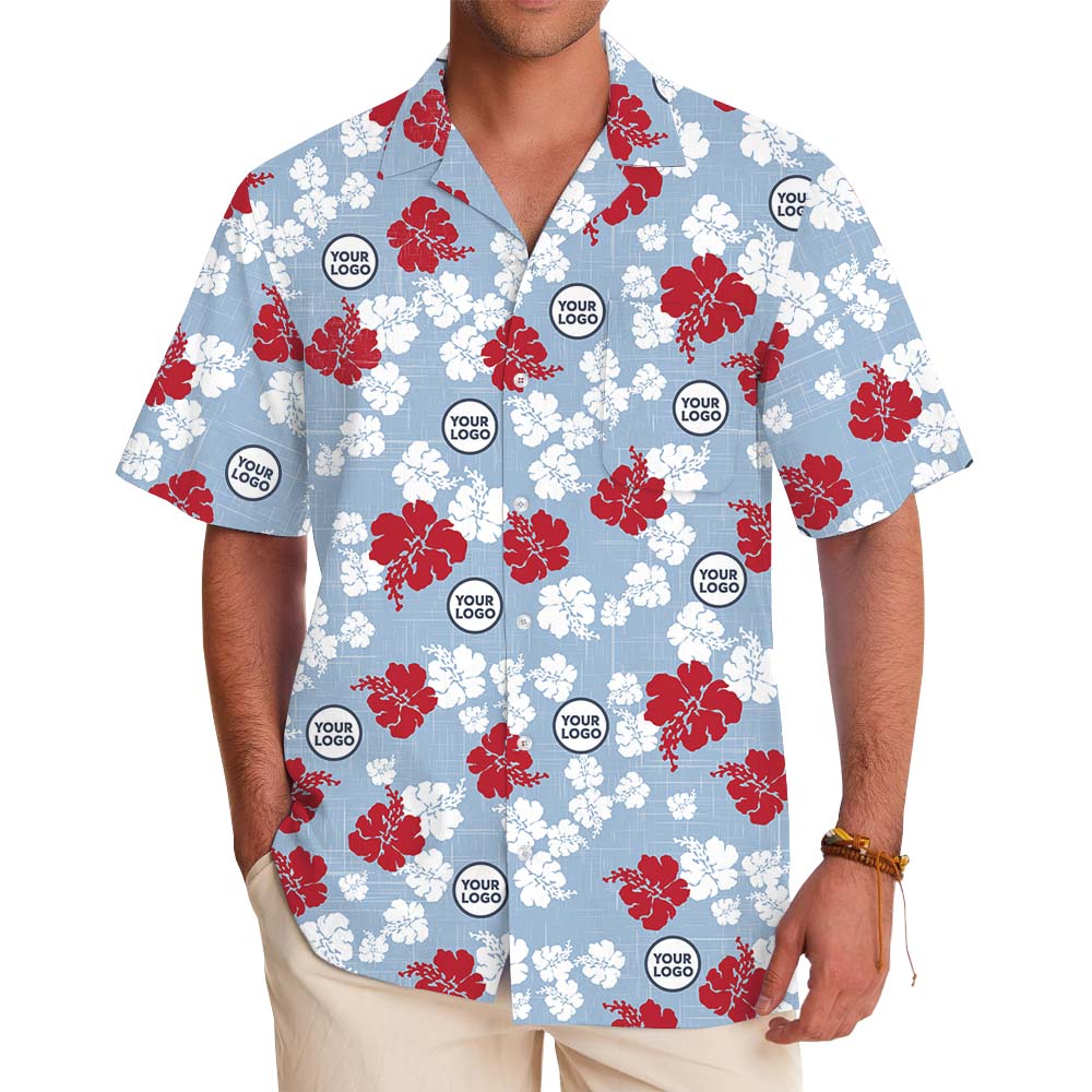 Vintage Blue Hawaiian Shirt With Custom Logo Printed - variant image 1