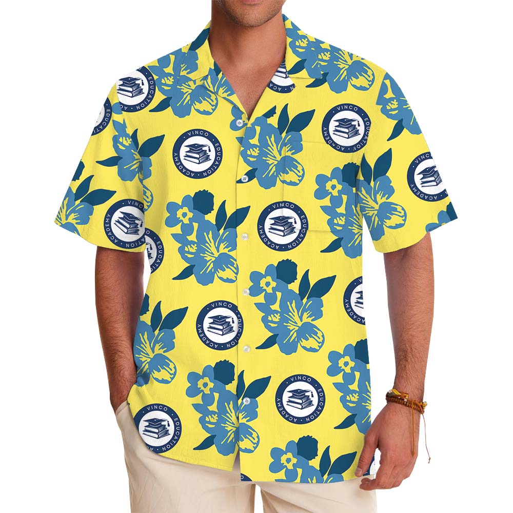 Custom Multiple Logo Yellow Hawaiian Shirt - variant image 1