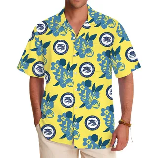 Custom Multiple Logo Yellow Hawaiian Shirt