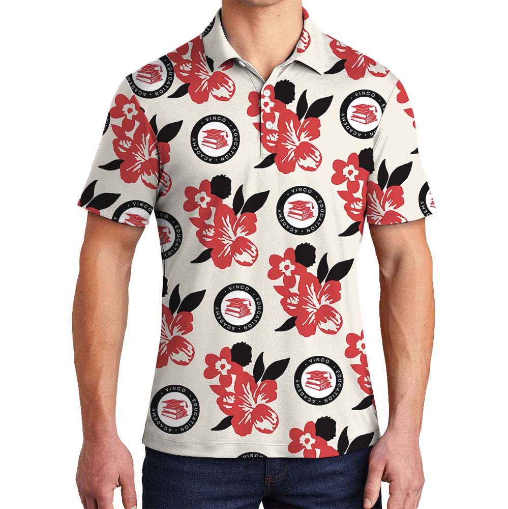Red Hibiscus Simple Polo Shirt With Logo - variant image 1