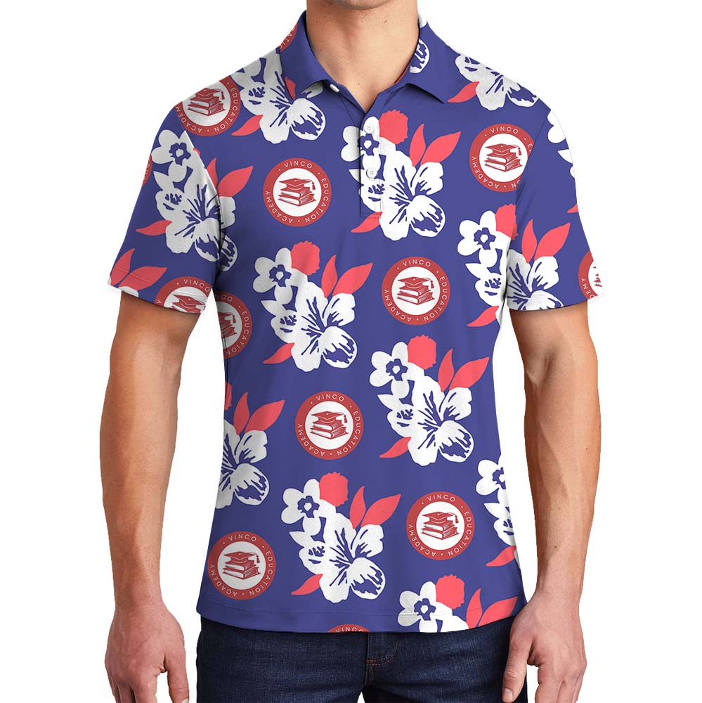 Personalized Photo Floral Polo Shirts With Preview - variant image 1