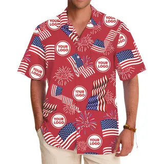 Custom Logo Fourth Of July Red Hawaiian Shirt