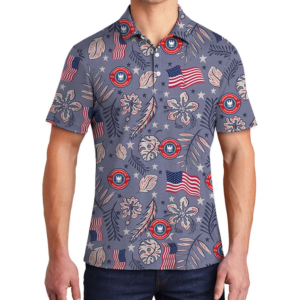 American Flag Tropical Polo Shirt With Your Own Logo - variant image 1
