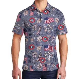 American Flag Tropical Polo Shirt With Your Own Logo