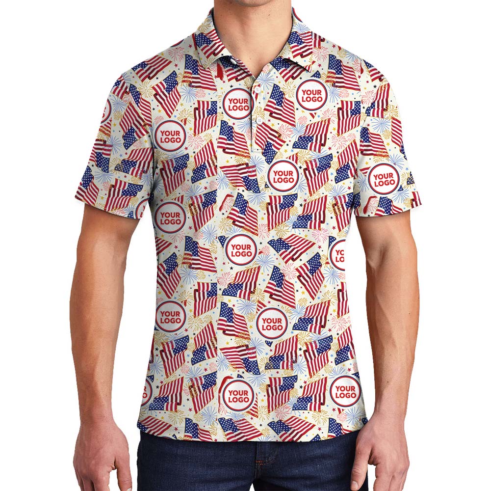 American Pride Firework Polo Shirt With Custom Logo - variant image 1
