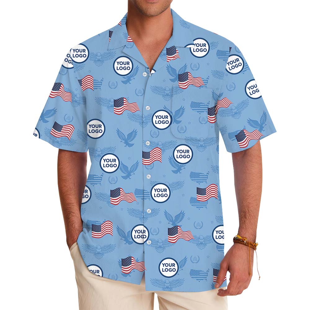 American Pride Blue Hawaiian Shirt With Custom Face - variant image 1