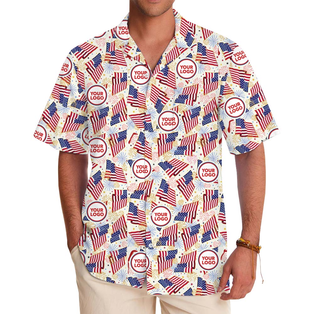 American Flag Firework Hawaiian Shirt With Custom Face - variant image 1