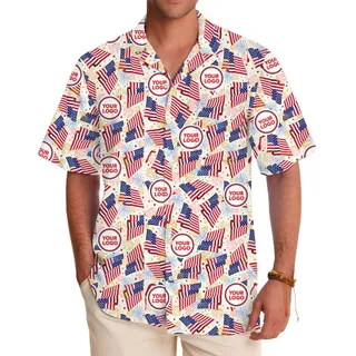 American Flag Firework Hawaiian Shirt With Custom Face