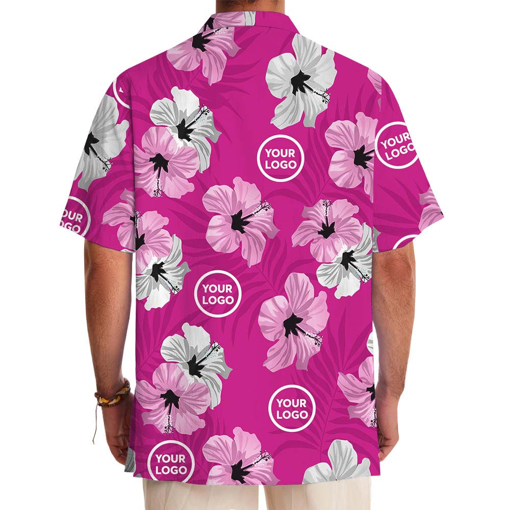 Personalized Multiple Logo Dark Pink Hawaiian Shirt