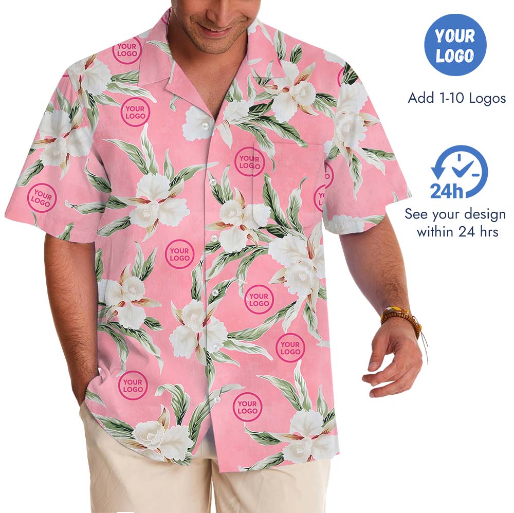 Vintage Pink Hawaiian Shirt With Your Own Logos