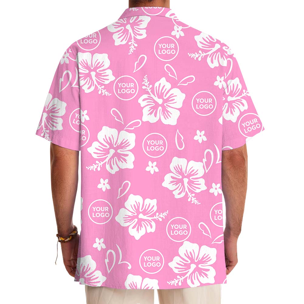 Custom Logo Hibiscus Pink Hawaiian Shirt