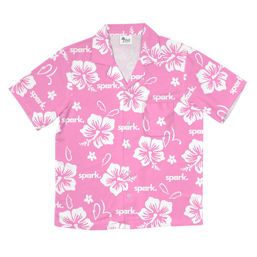 Custom Logo Hibiscus Pink Hawaiian Shirt