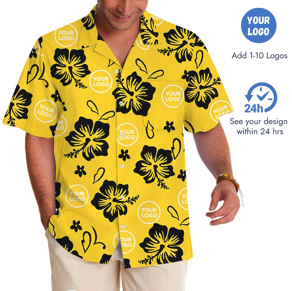 Custom Logo Or Face Button Up Shirt In Yellow