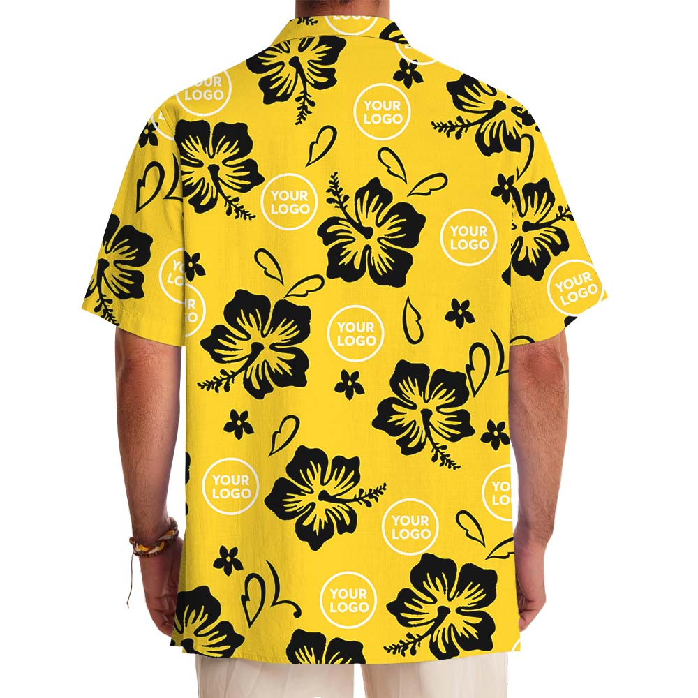 Custom Logo Or Face Button Up Shirt In Yellow