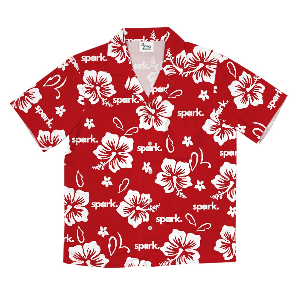 White And Red Floral Hawaiian Shirt With Your Logo Print