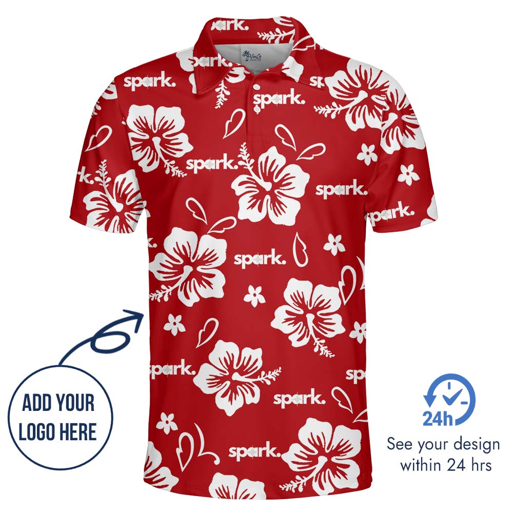 Red Aloha Polo Shirt With Your Own Logo