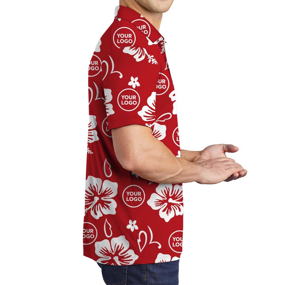 Red Aloha Polo Shirt With Your Own Logo