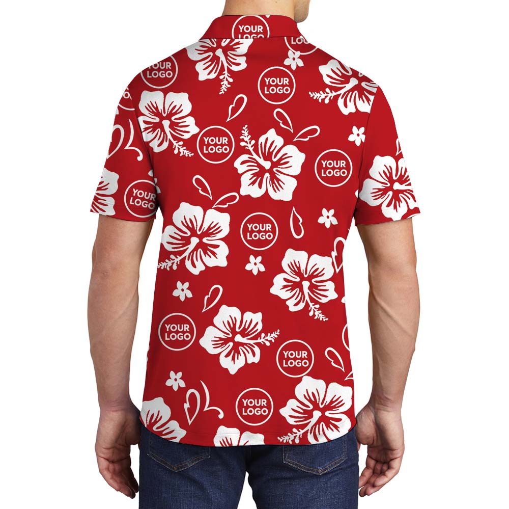Red Aloha Polo Shirt With Your Own Logo