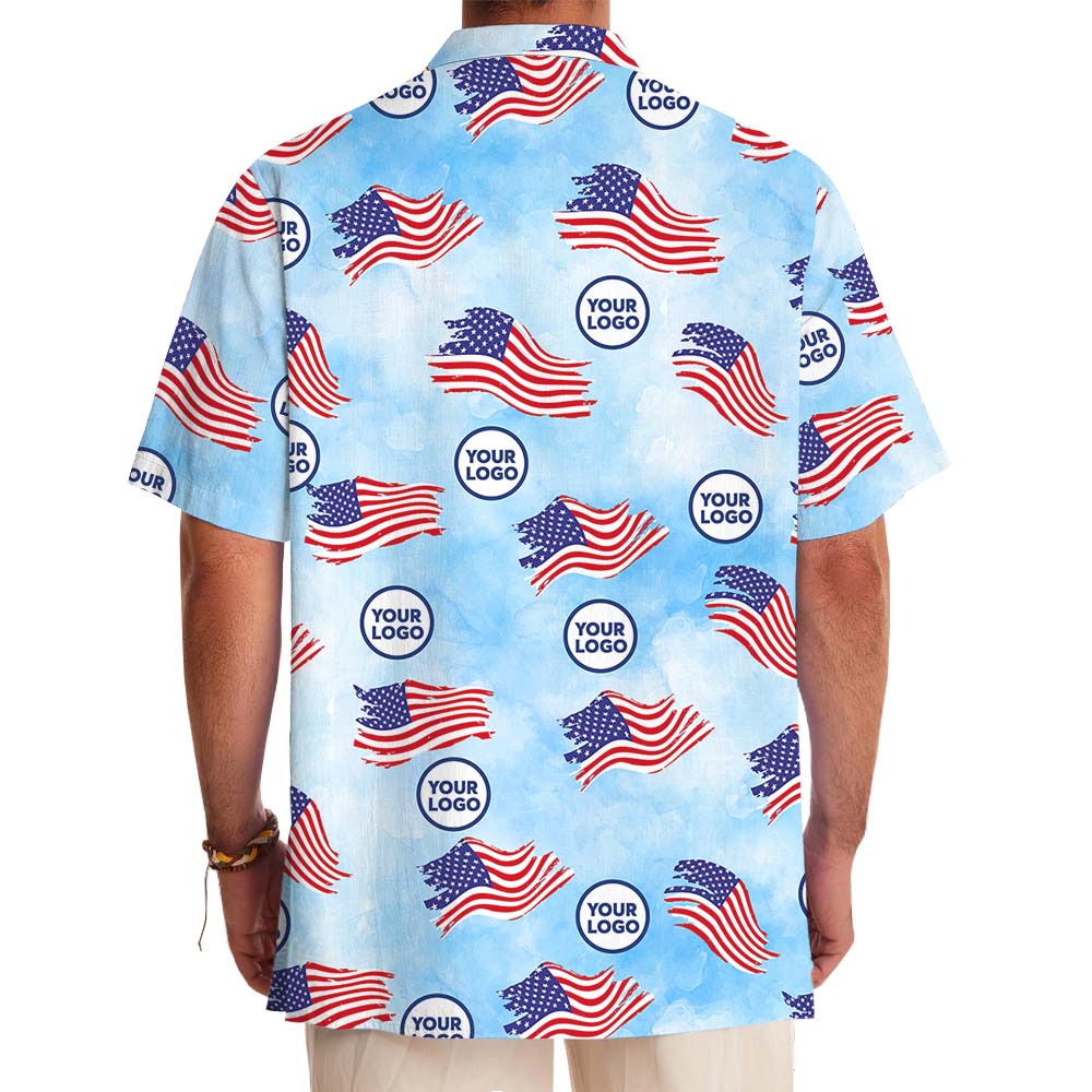 Custom Face Or Logo American Flag Hawaiian Shirt