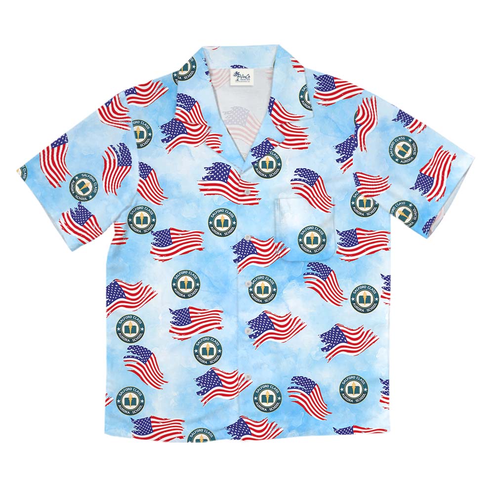 Custom Face Or Logo American Flag Hawaiian Shirt