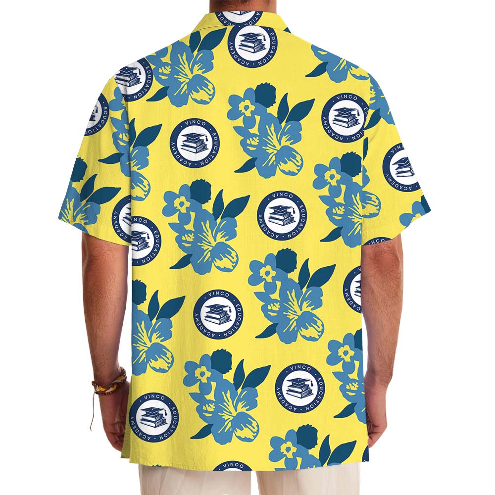 Custom Multiple Logo Yellow Hawaiian Shirt