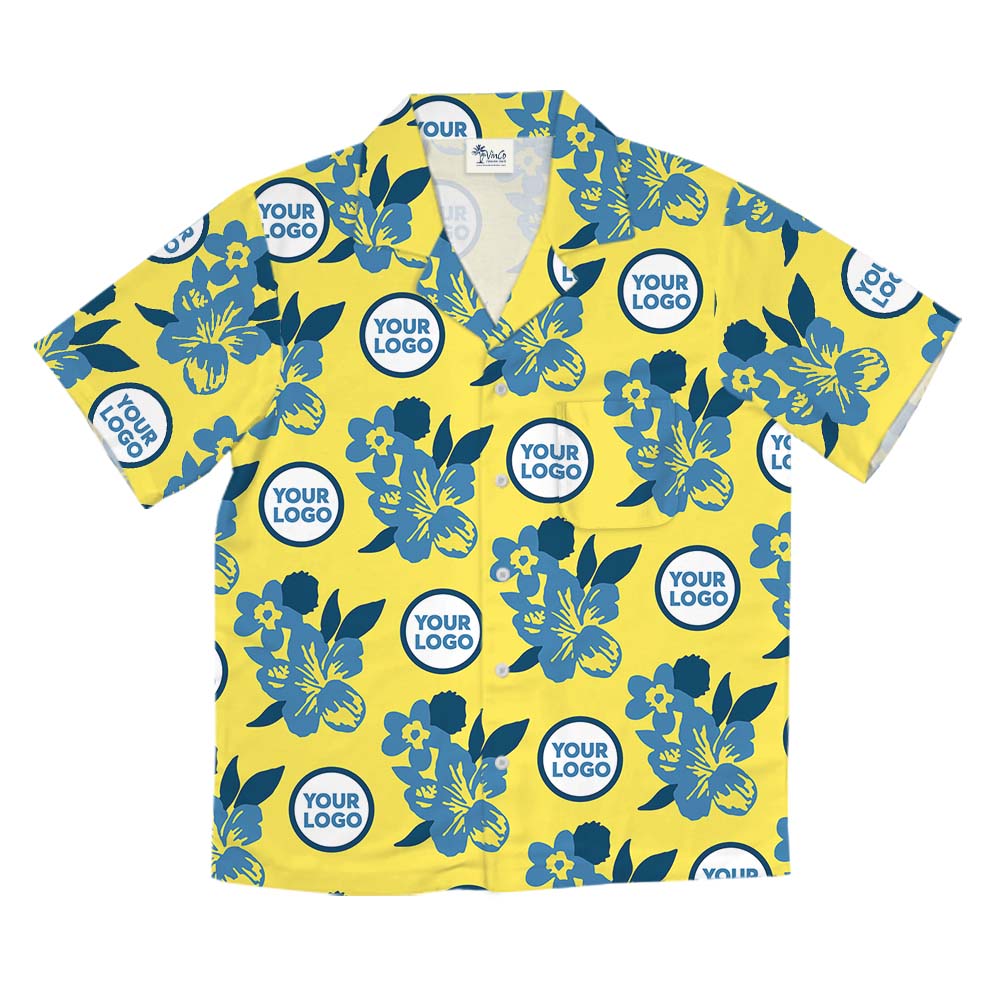 Custom Multiple Logo Yellow Hawaiian Shirt