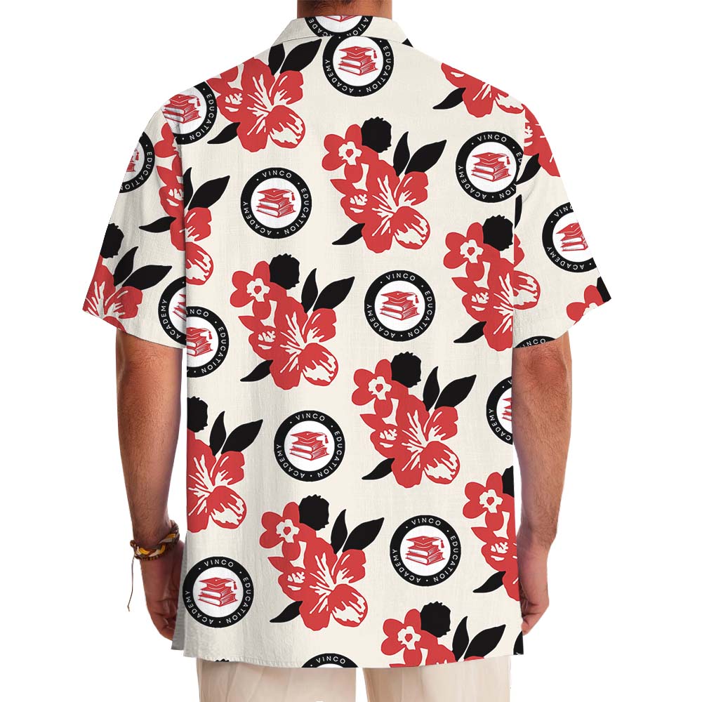 Red Floral Hawaiian Shirt With Custom Logo Or Face