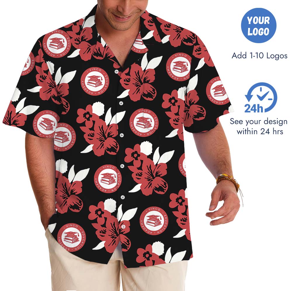Custom Floral Hawaiian Shirt For Red Logo