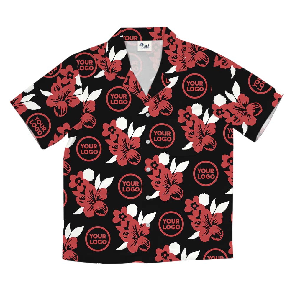 Custom Floral Hawaiian Shirt For Red Logo