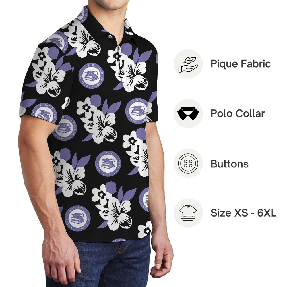 Custom Logo And Color Floral Polo Shirt For Brand Promotion
