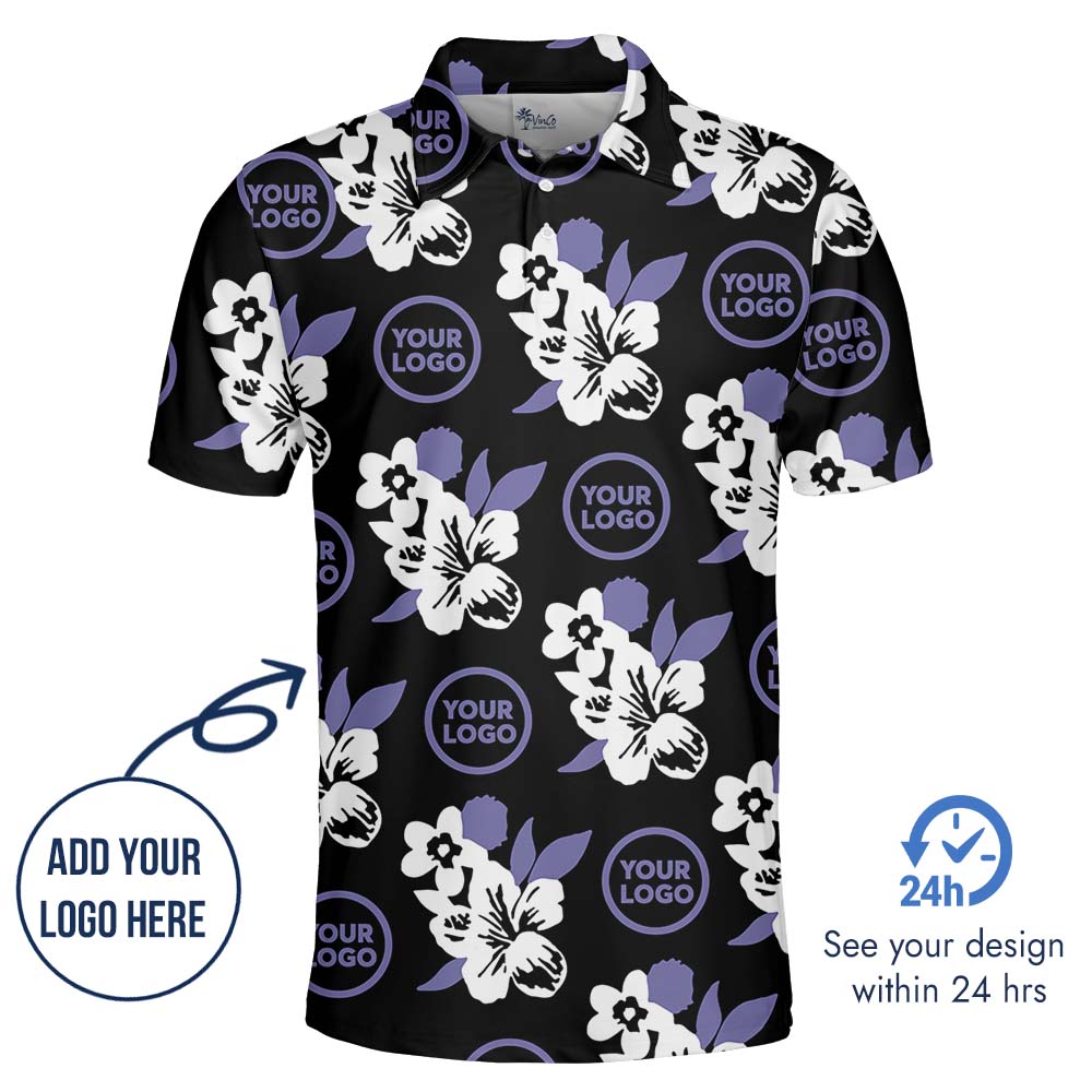 Custom Logo And Color Floral Polo Shirt For Brand Promotion