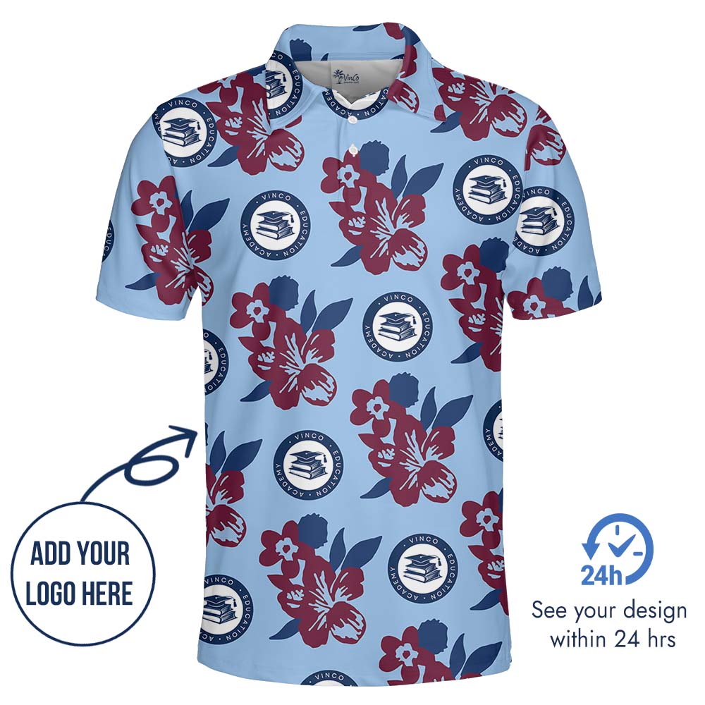 Custom Logo And Color Floral Polo Shirt For Branding