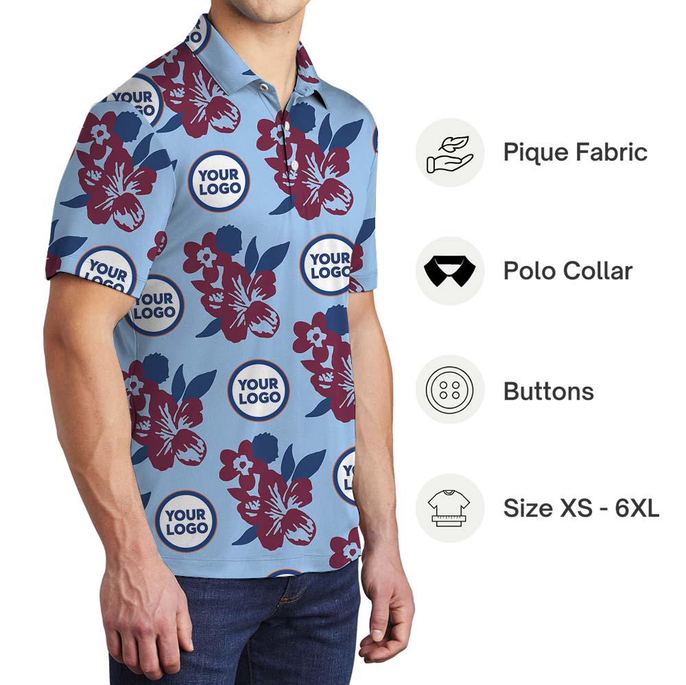 Custom Logo And Color Floral Polo Shirt For Branding