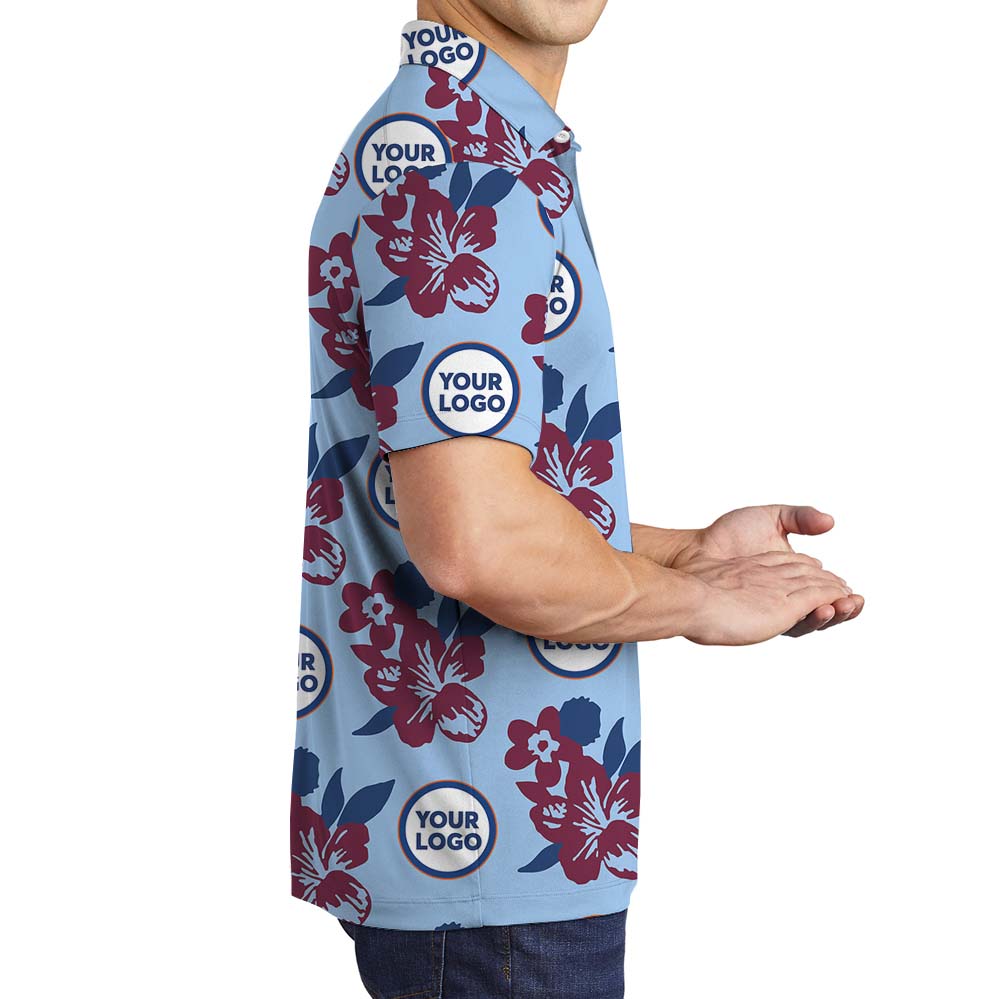 Custom Logo And Color Floral Polo Shirt For Branding