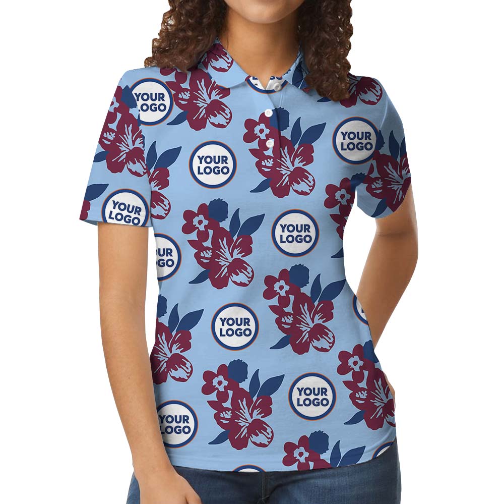 Custom Logo And Color Floral Polo Shirt For Branding