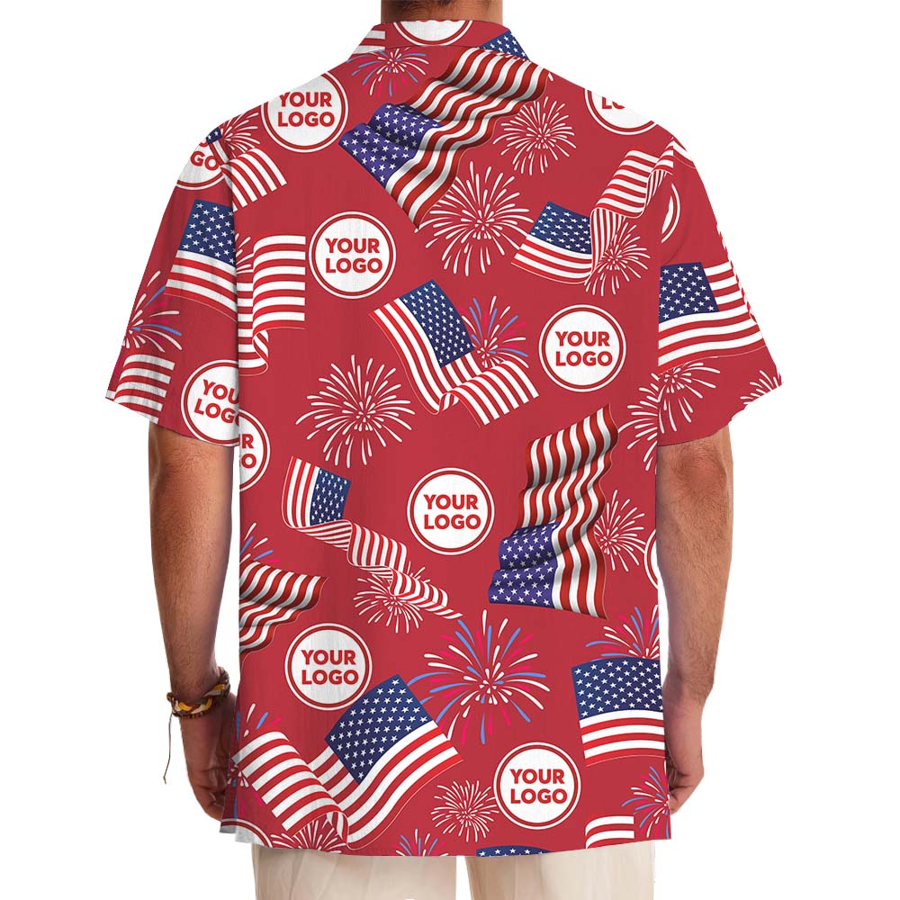 Custom Logo Fourth Of July Red Hawaiian Shirt