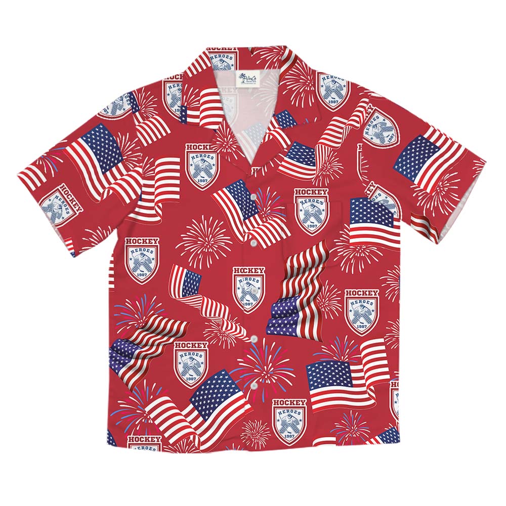 Custom Logo Fourth Of July Red Hawaiian Shirt