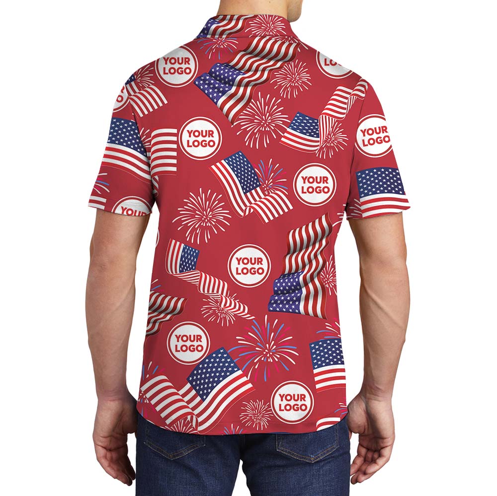 Happy Independence Day Red Polo Shirt With Custom Logo