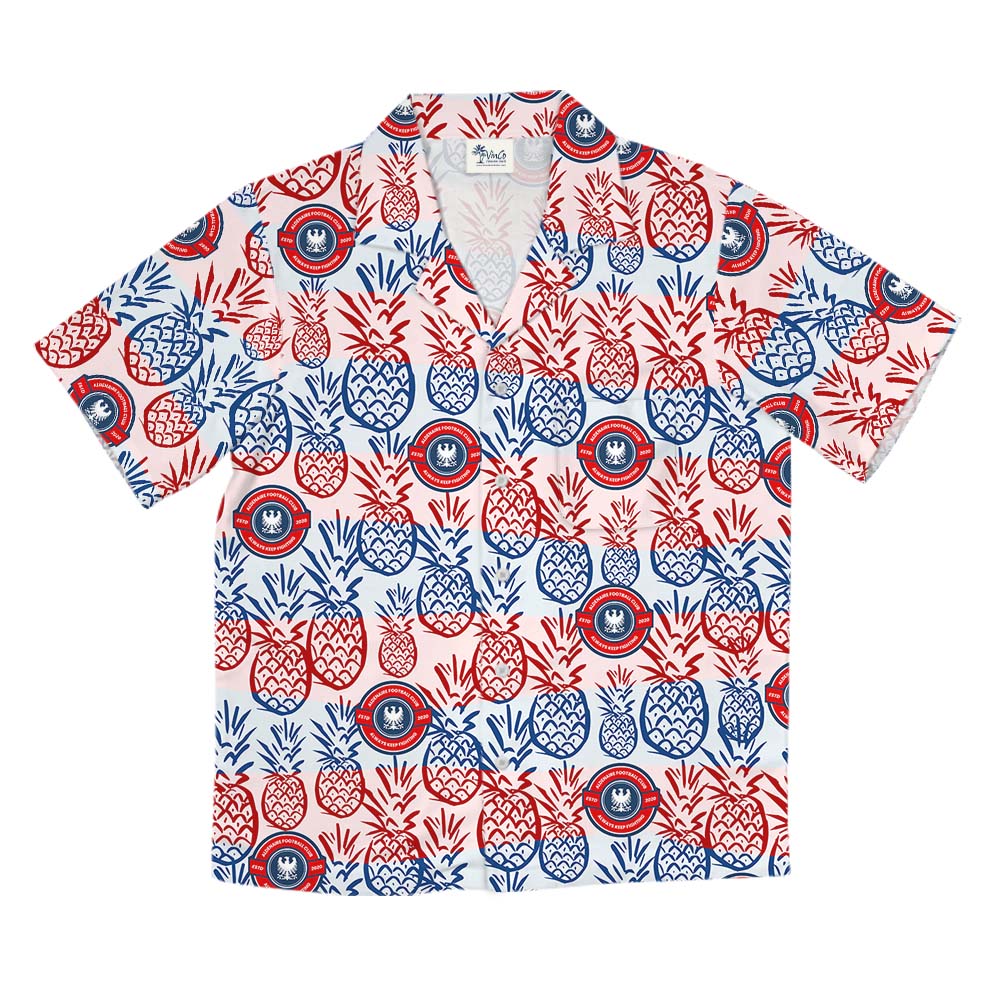 White Red And Blue Pineapple Custom Hawaiian Shirt With Logo