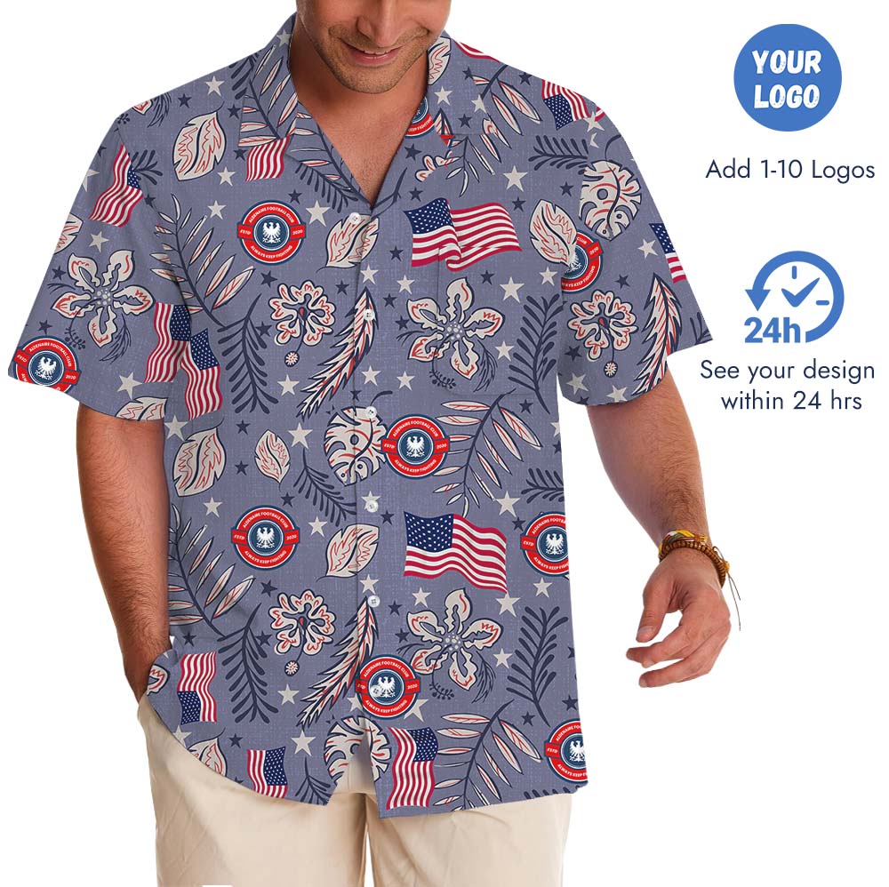 Patriotic Aloha Shirt With Your Custom Logo