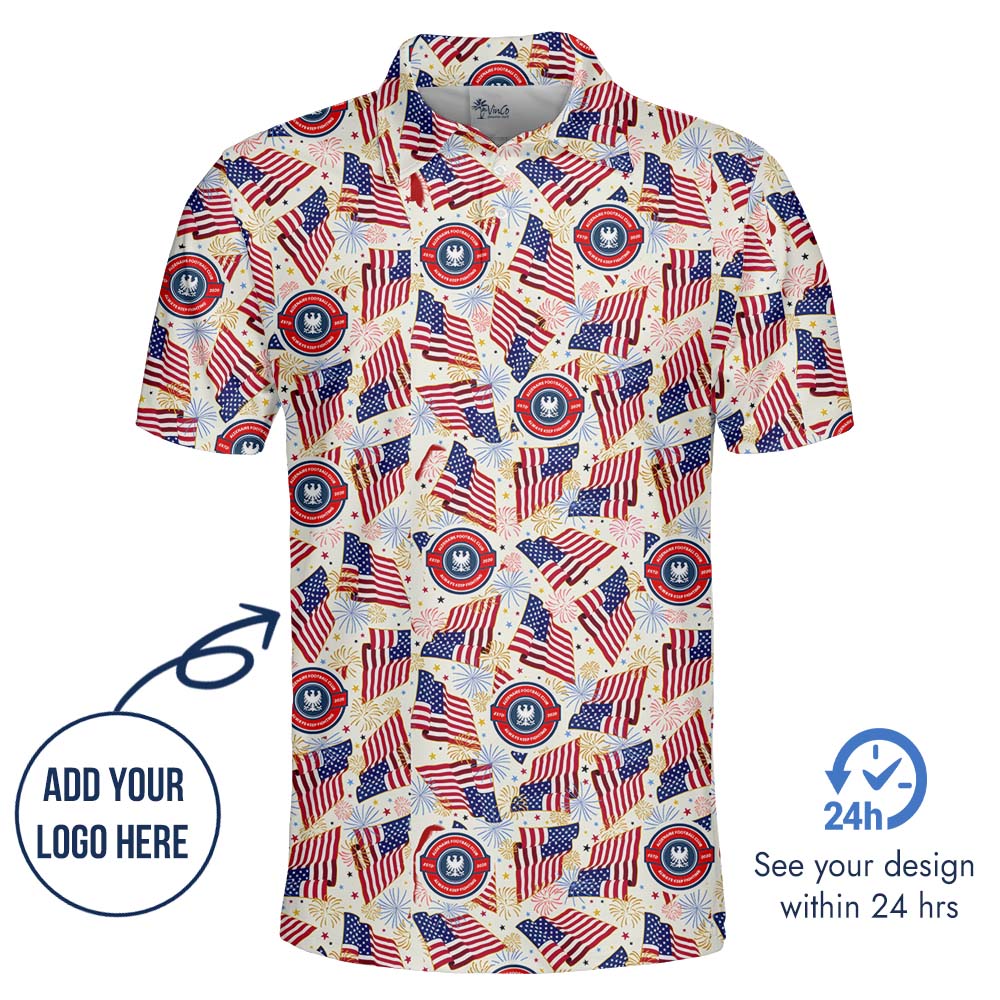 American Pride Firework Polo Shirt With Custom Logo