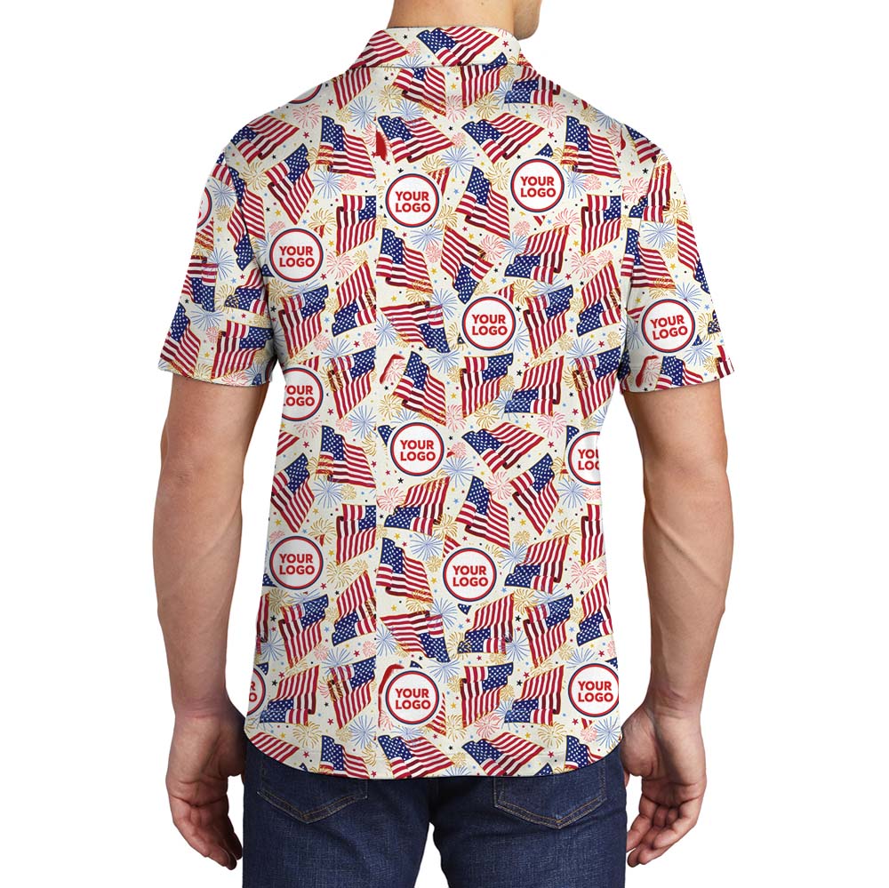 American Pride Firework Polo Shirt With Custom Logo