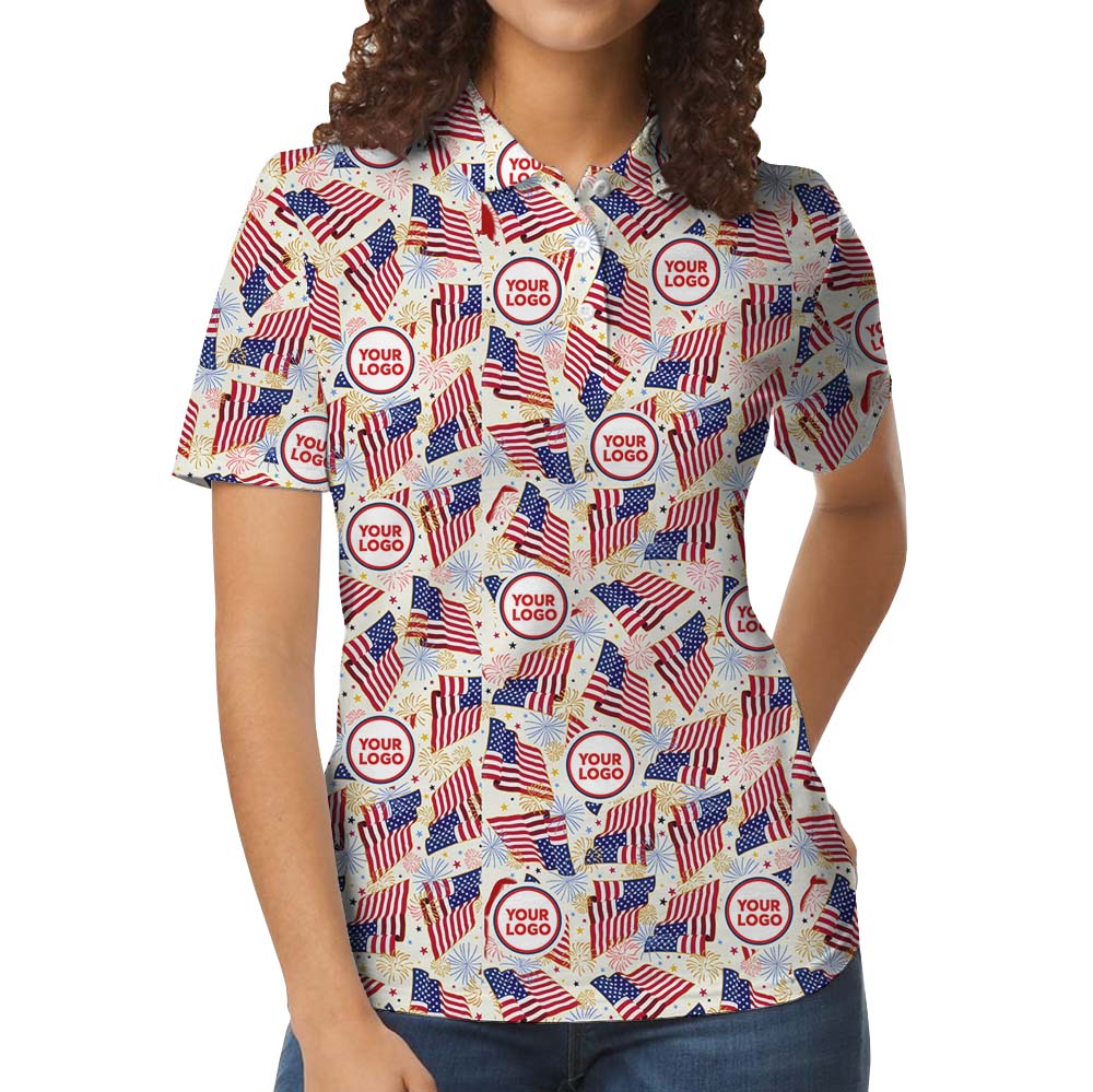American Pride Firework Polo Shirt With Custom Logo