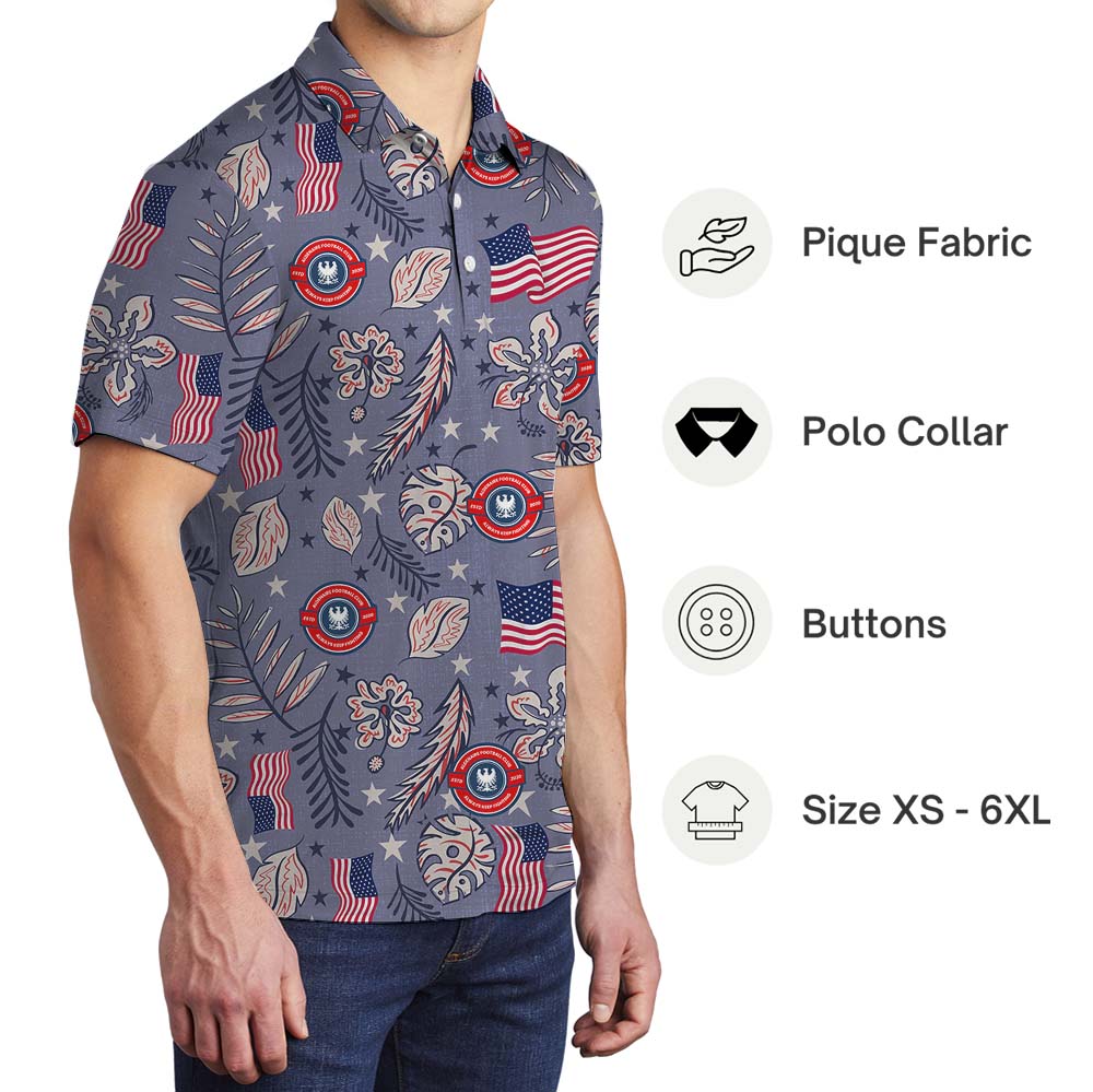 American Flag Tropical Polo Shirt With Your Own Logo
