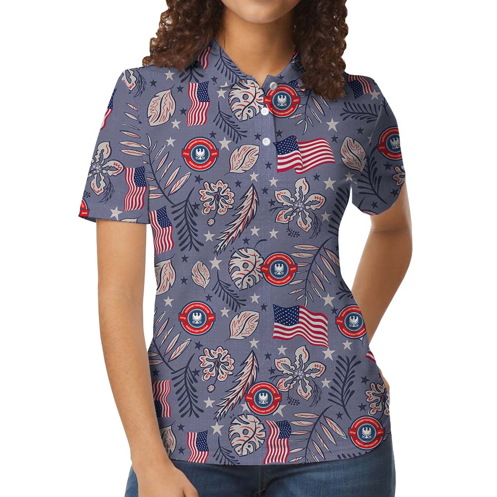 American Flag Tropical Polo Shirt With Your Own Logo
